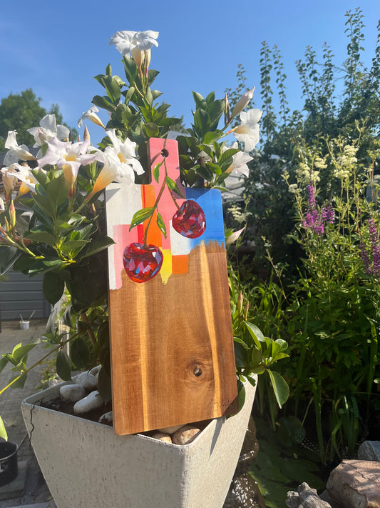 Handgeschilderde borrelplank Kersen