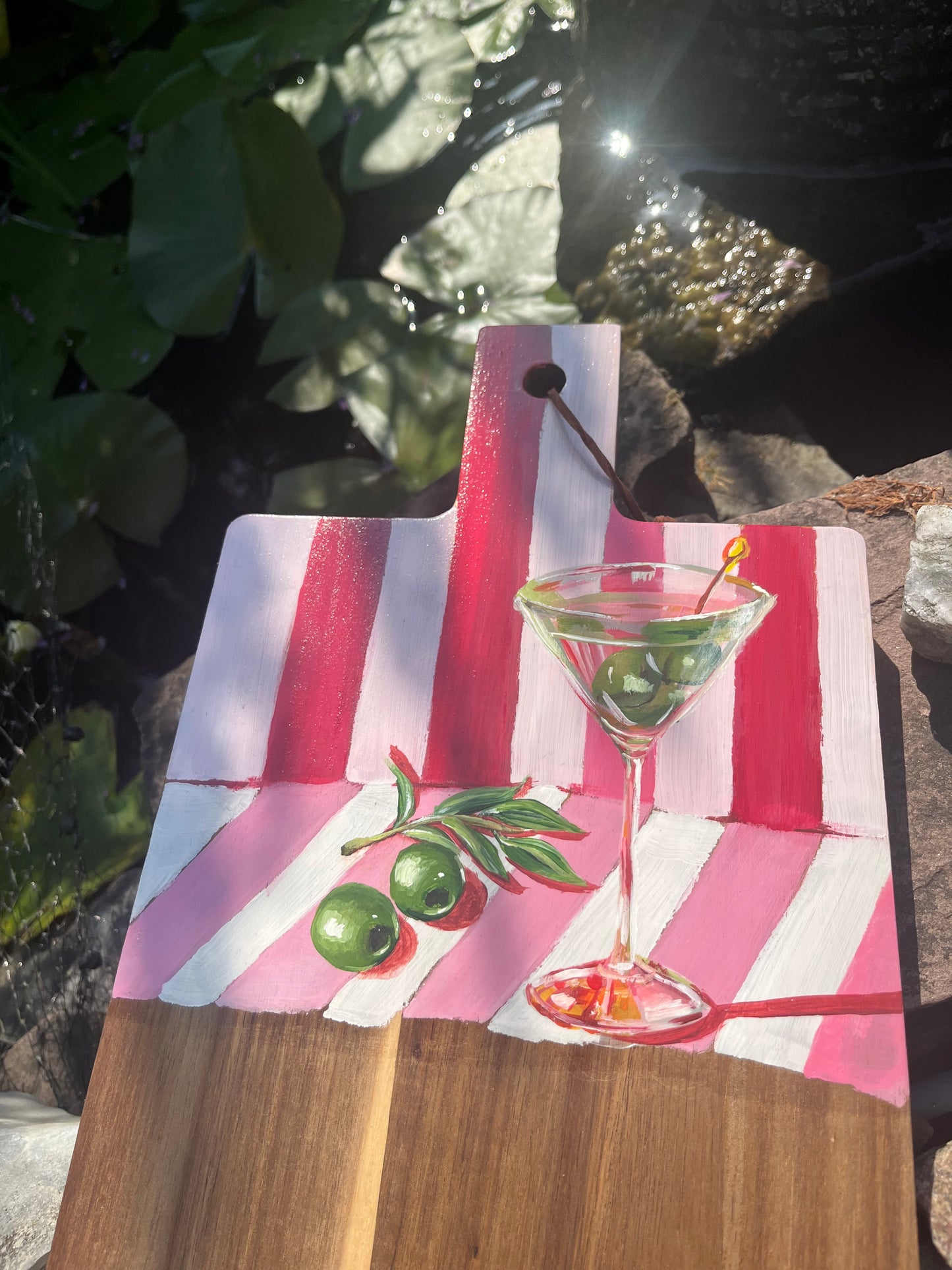 Handgeschilderde borrelplank Martini