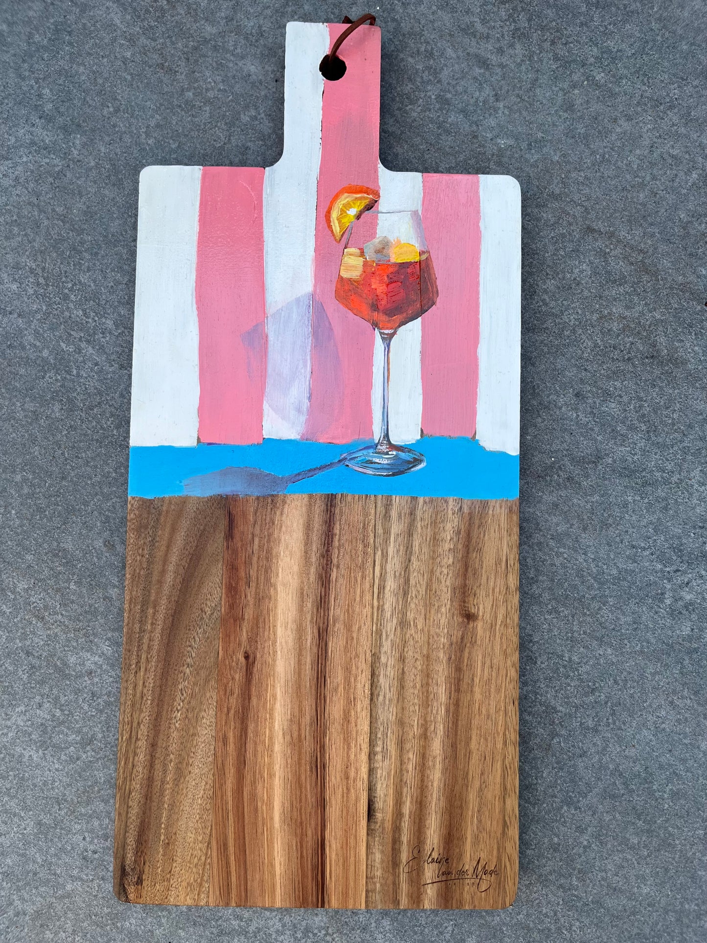 Handgeschilderde borrelplank  Aperol spritz