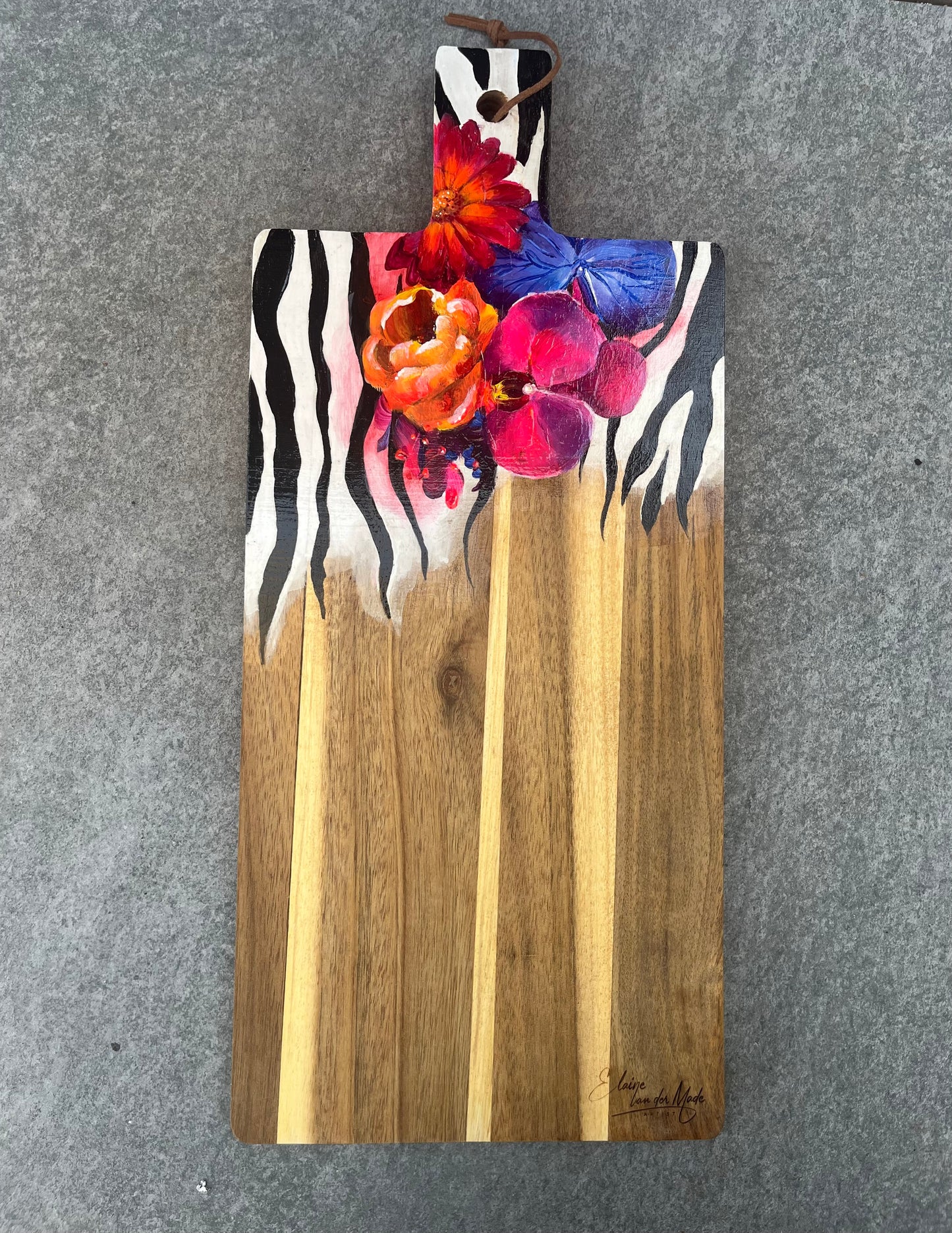 Handgeschilderde borrelplank Zebra