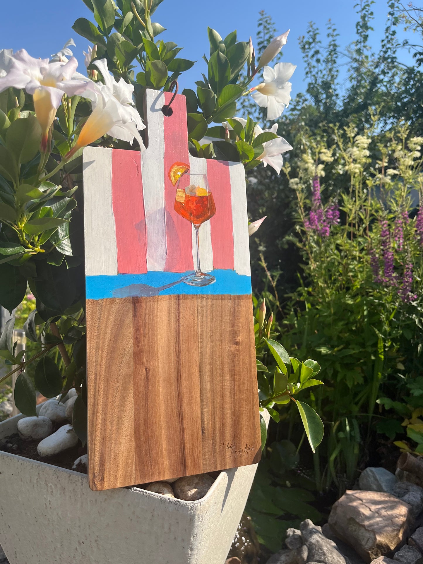 Handgeschilderde borrelplank  Aperol spritz