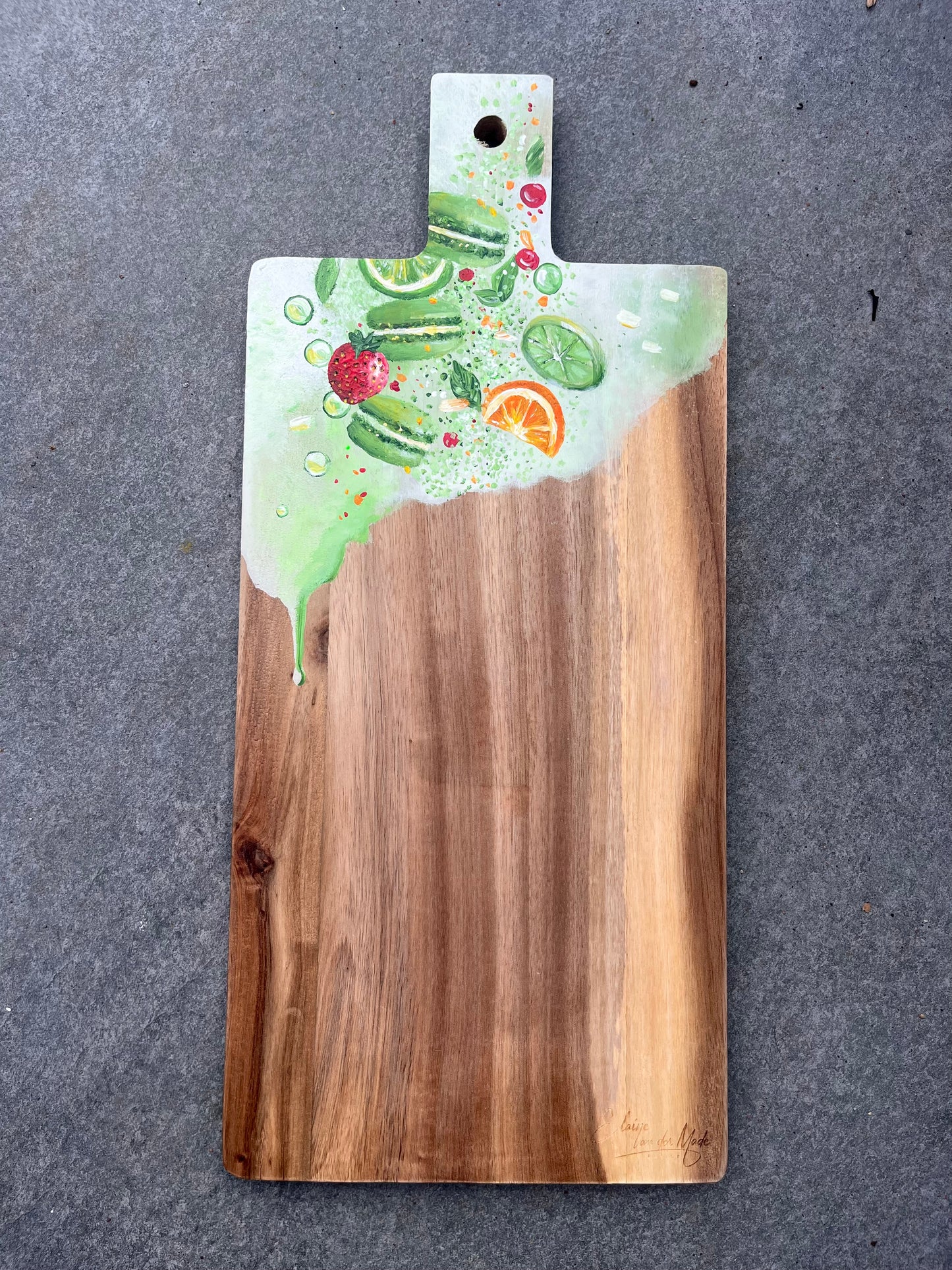 Handgeschilderde borrelplank Matcha